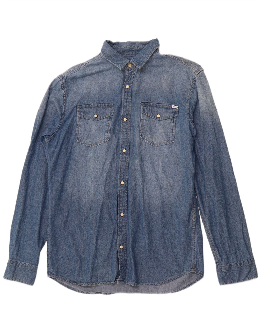 JACK & JONES Denimskjorte til mænd Stor blå bomuld