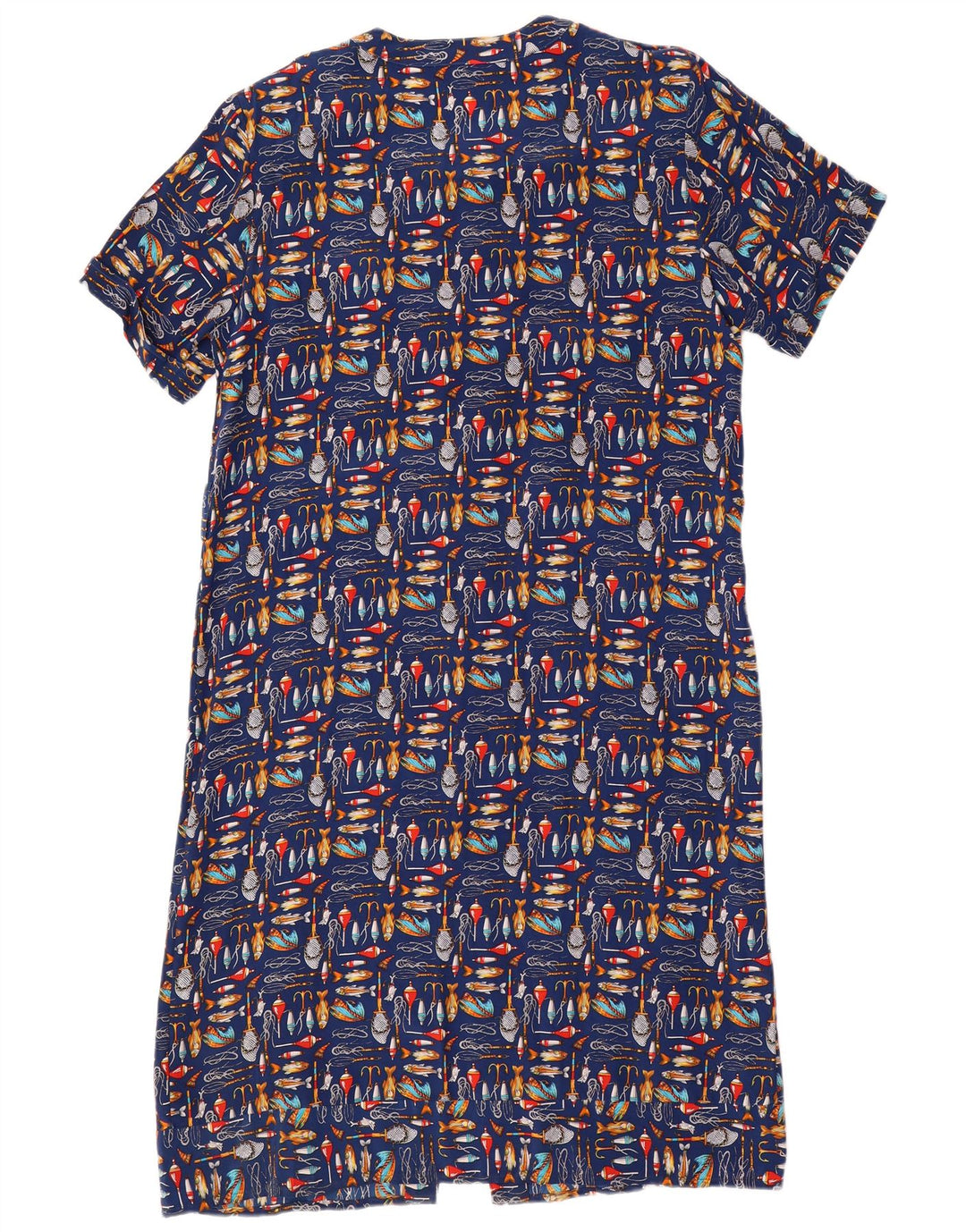 Karel Kvinders abstrakt mønster skjortekjole UK 14 Medium Navy Blue