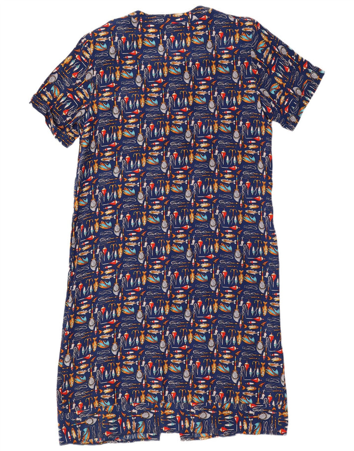 Karel Kvinders abstrakt mønster skjortekjole UK 14 Medium Navy Blue