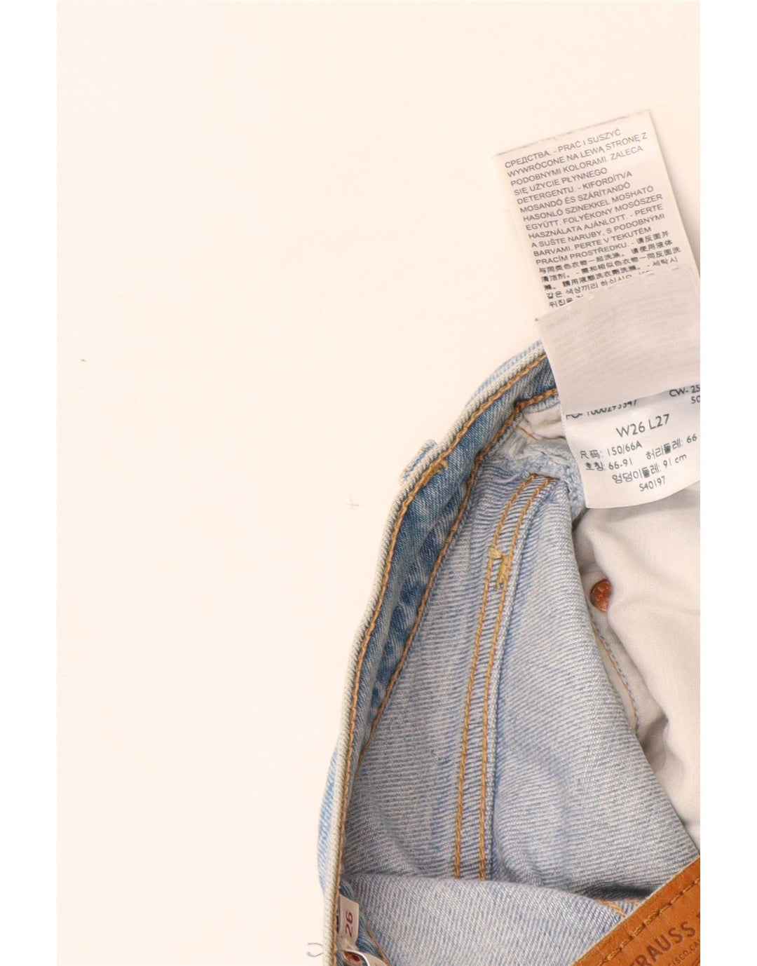 Levi's Dame Ribcage Distressed Straight Jeans W26 L27 Blå Bomuld