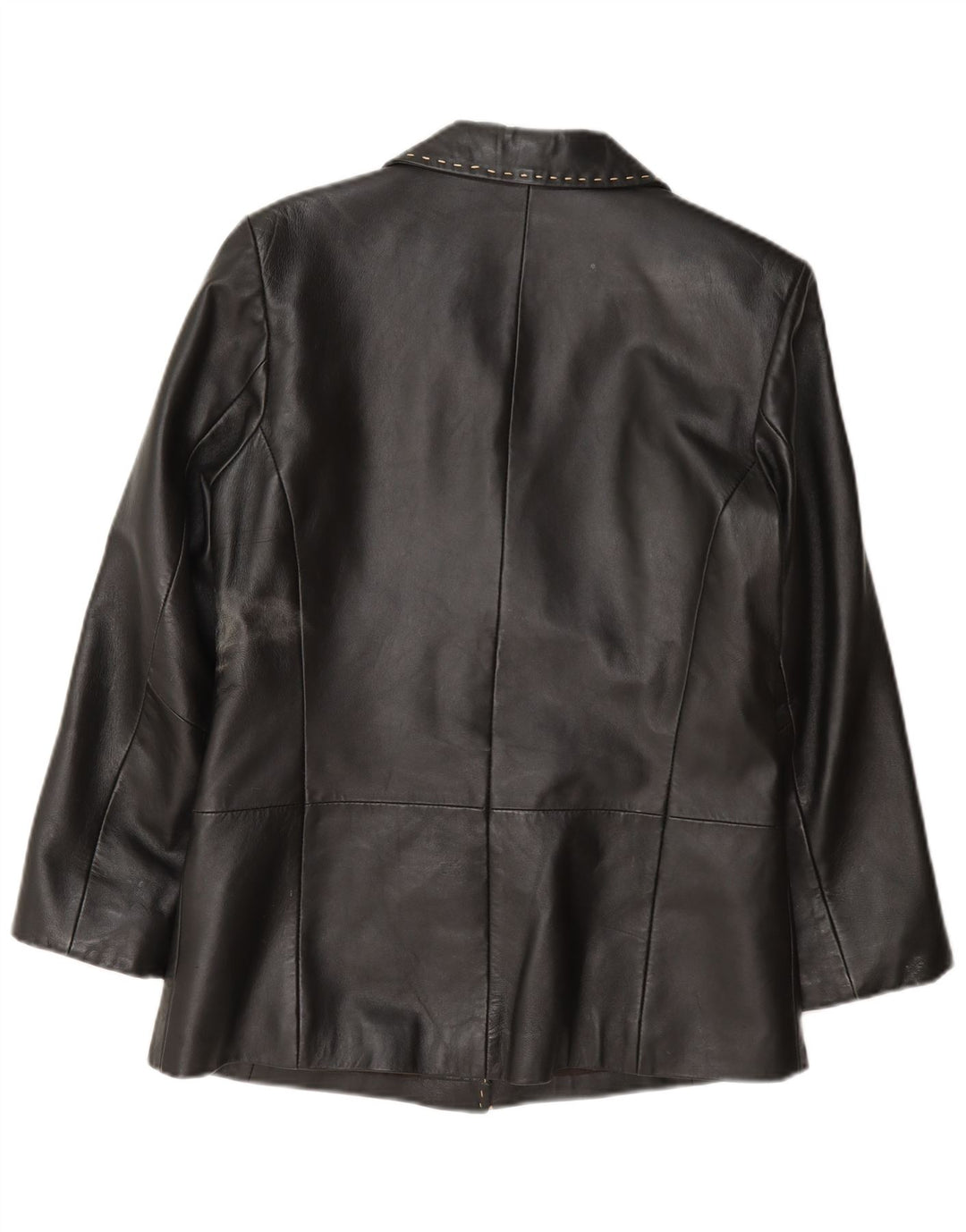 Julia S. Roma Dame 3-knaps læder blazerjakke UK 12 Medium Sort