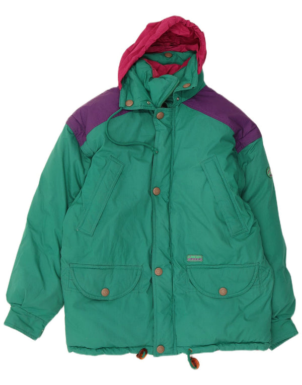 Diadora Herre hættepolstret jakke UK 36 Small Green Colourblock Polyester