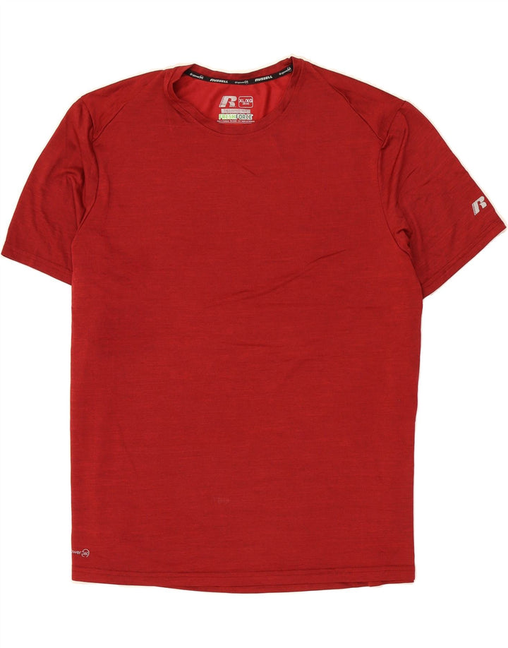 RUSSELL ATHLETIC Mens T-Shirt Top XL Burgundy Polyester Vintage Russell Athletic and Second-Hand Russell Athletic from Messina Hembry 