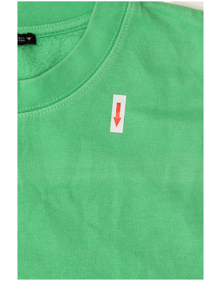 Zara Womens Crop Sweatshirt Jumper UK 14 Medium Green Bomuld