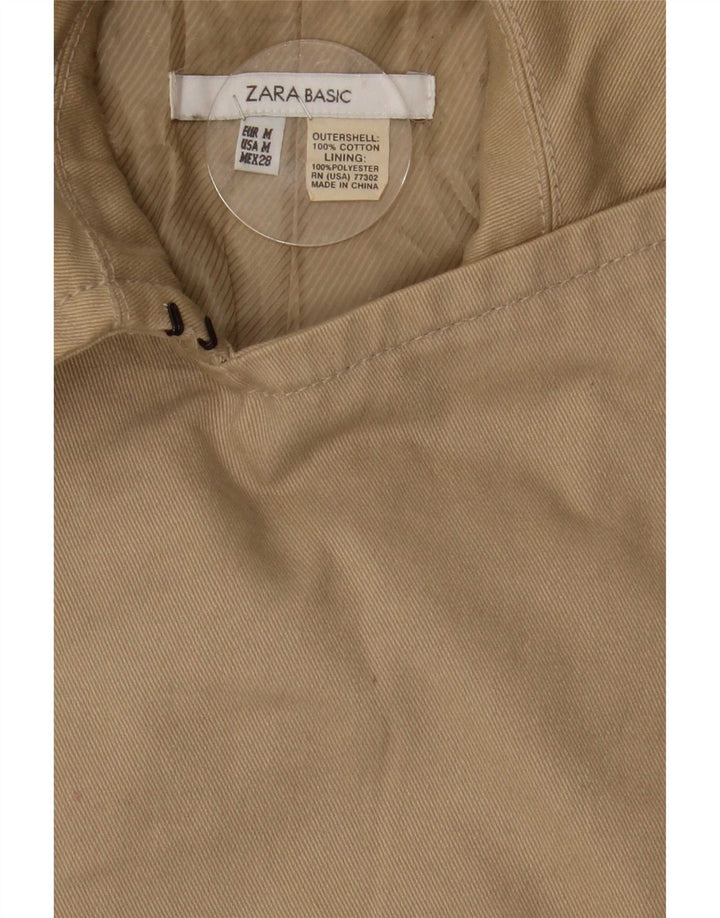 Zara Dame Dobbeltradet Trench Coat UK 14 Medium Beige Bomuld