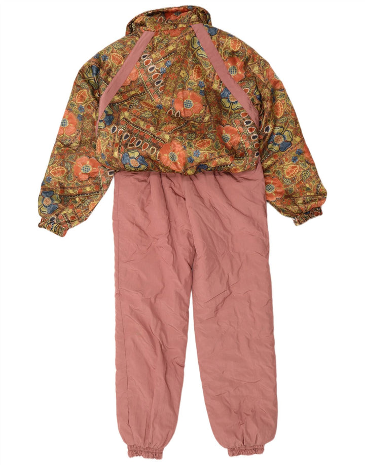 Vintage Dame Ski Jumpsuit UK 14 Medium Pink Floral Polyester