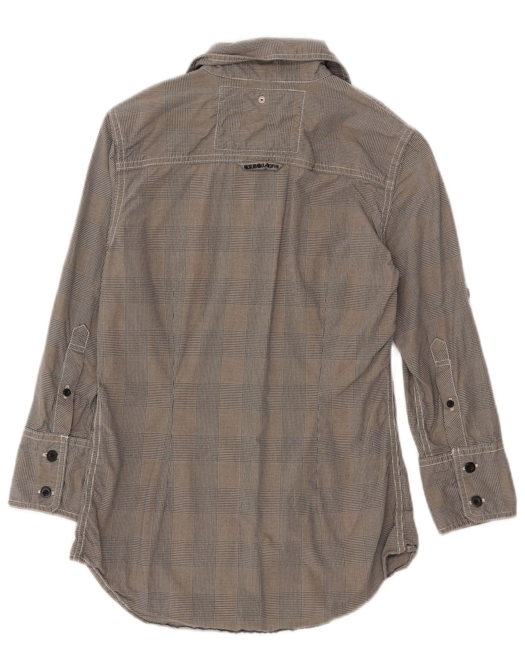 Superdry skjorte med 3/4 ærmer til kvinder UK 10 Small Grå Houndstooth Bomuld