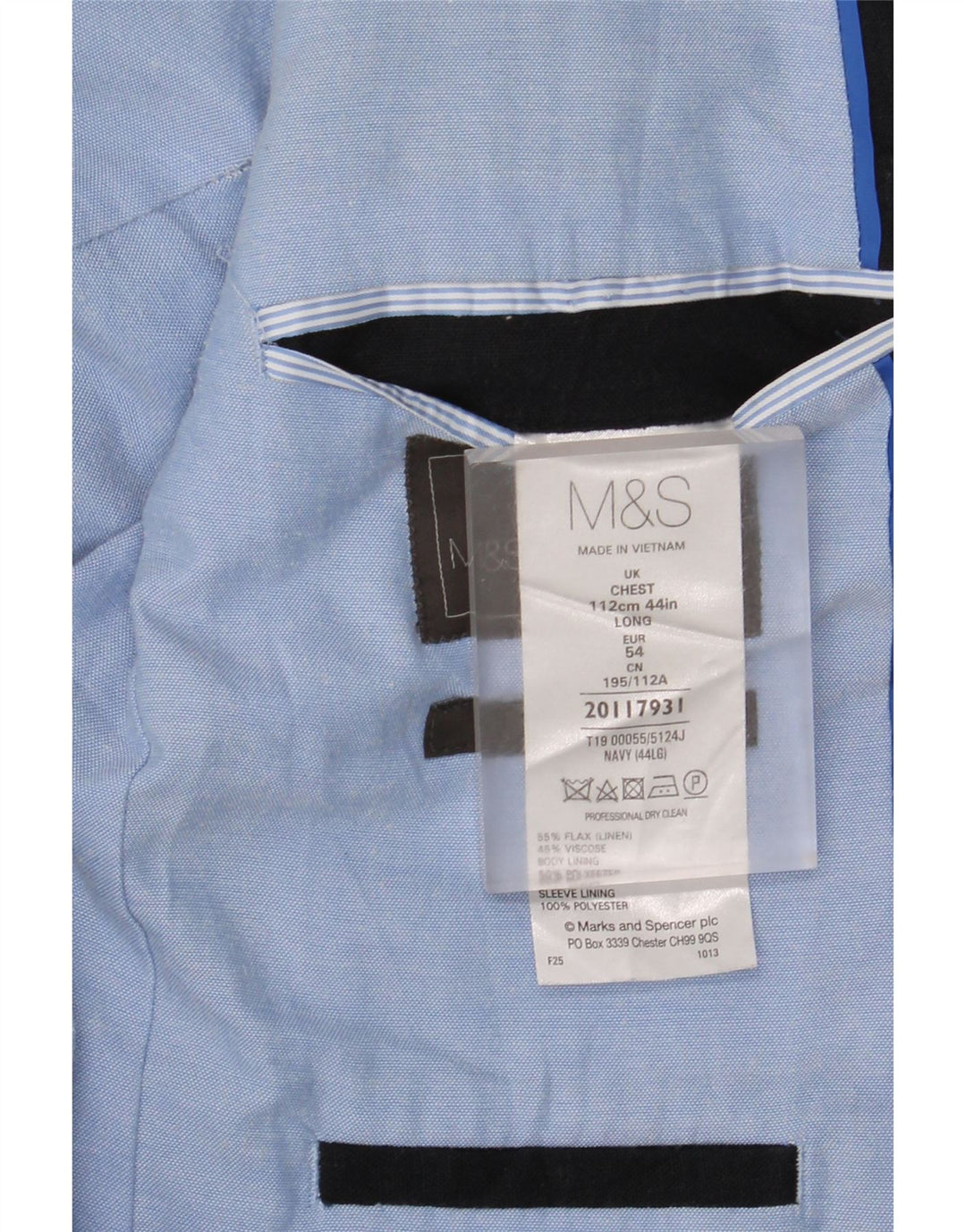 Marks & Spencer Herre 2-knaps blazerjakke UK 44 XL Navy Blue Flax
