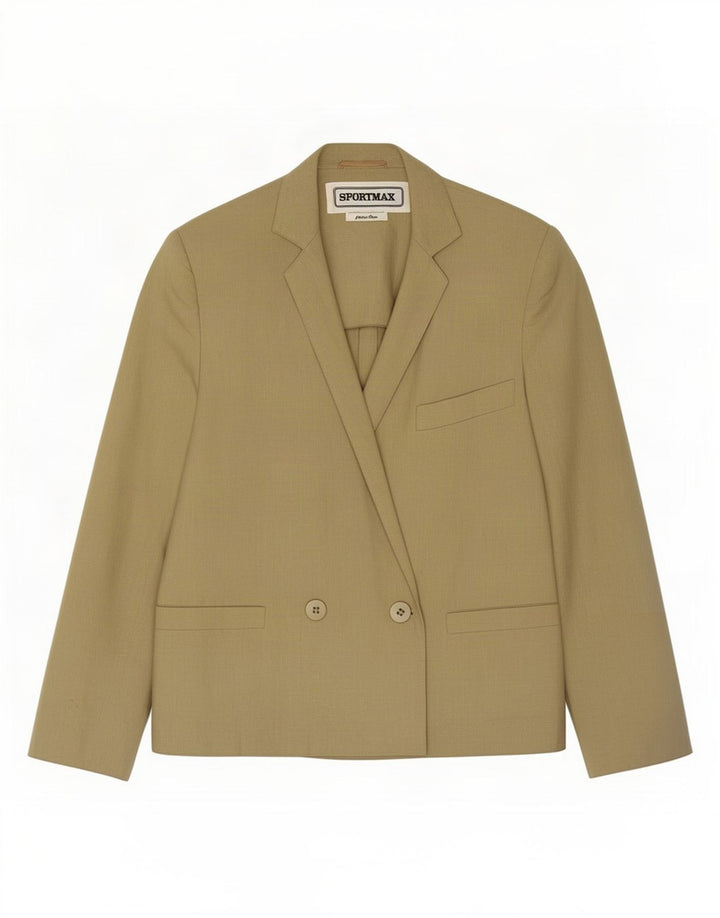 Sportmax Dame Dobbeltradet Blazer Jacket UK 12 Medium Green Linen