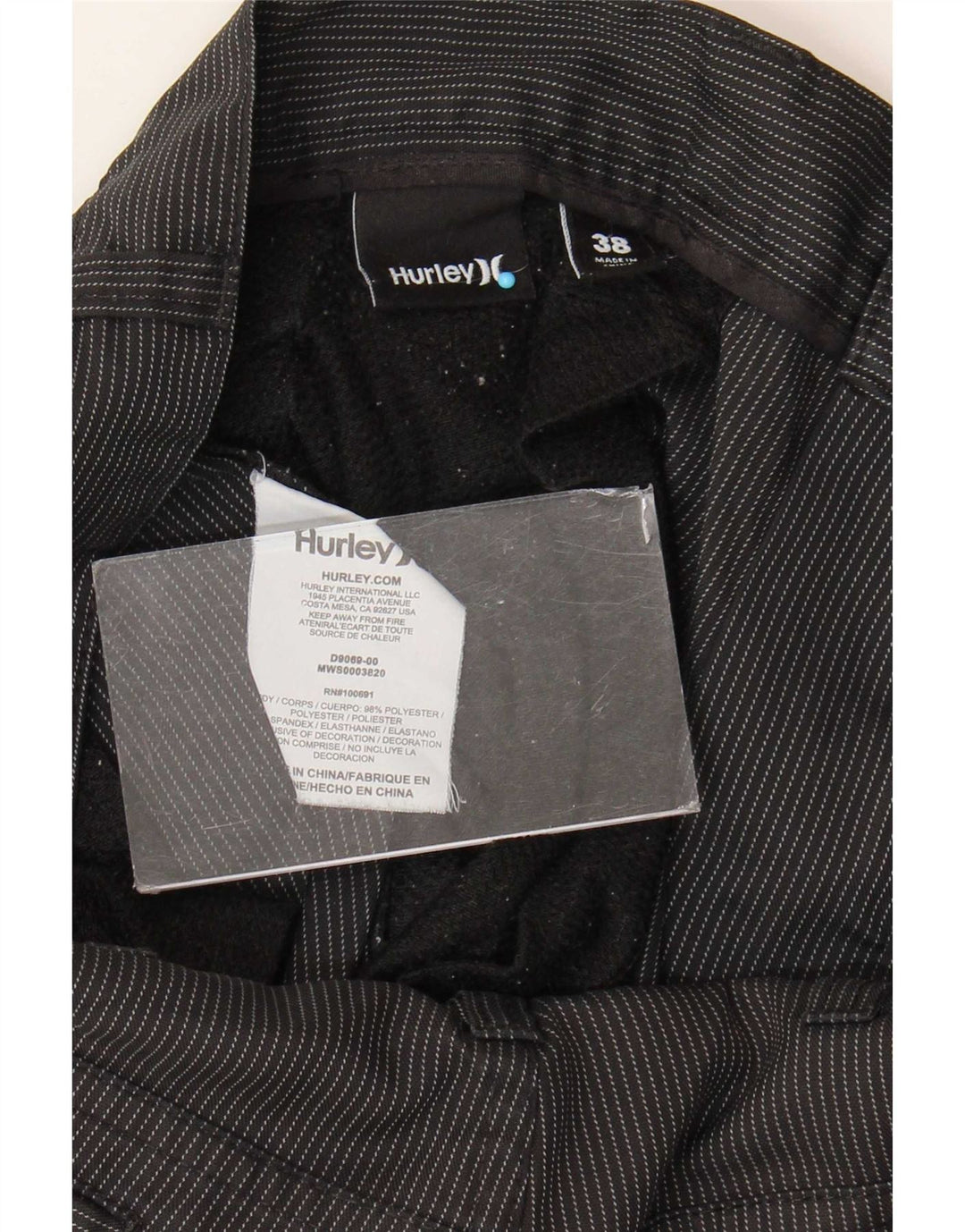 Hurley Herre Chino Shorts W38 XL Sort nålestribet polyester