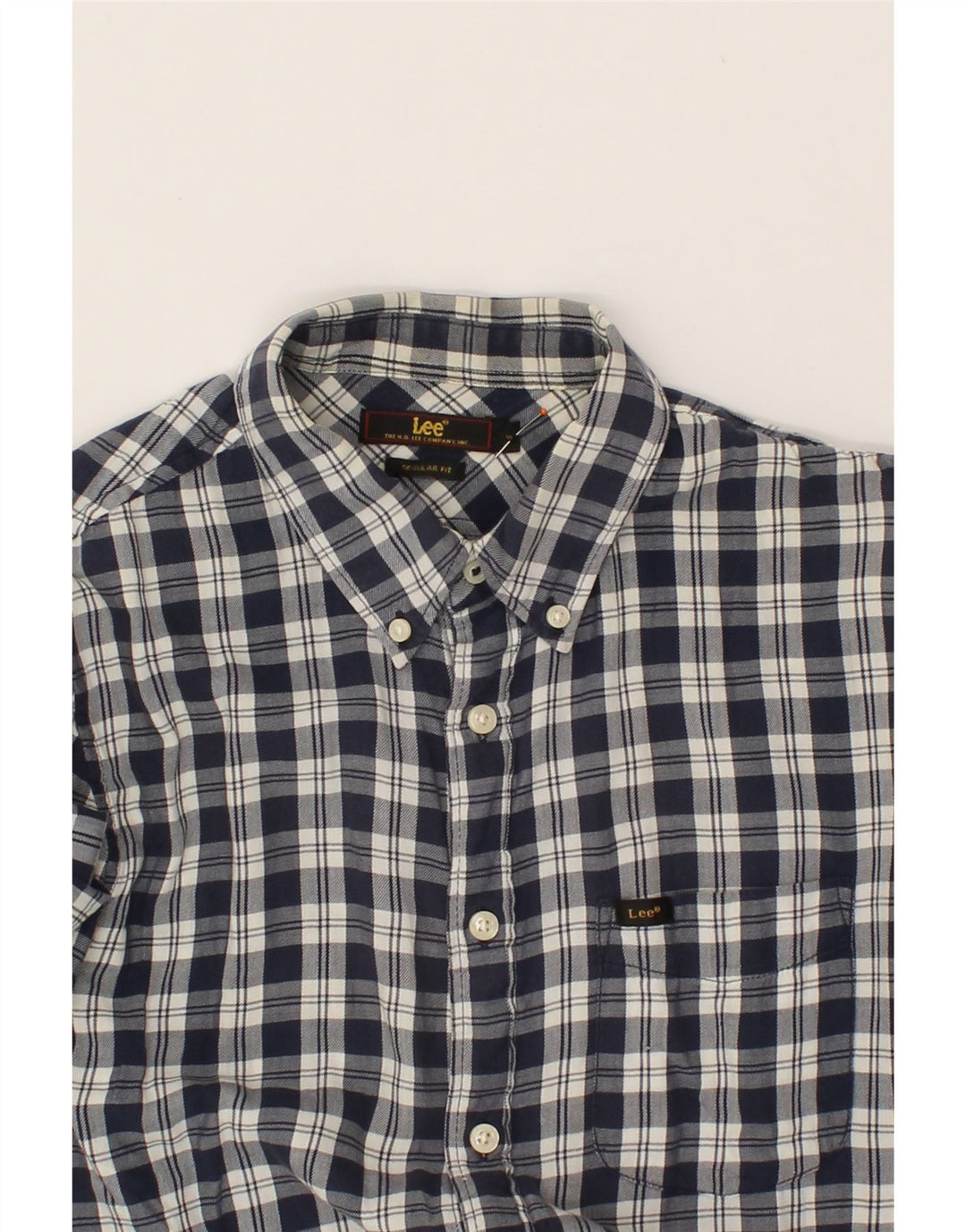 LEE Mens Regular Fit Flannel Shirt Small Navy Blue Check Cotton Vintage Lee and Second-Hand Lee from Messina Hembry 