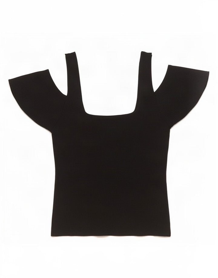 Topshop Dame Off Shoulder Top UK 10 Small Black Viscose