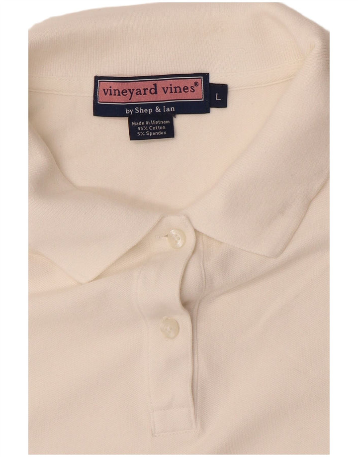 VINEYARD VINES Dame Polo Shirt UK 16 Stor Hvid Bomuld