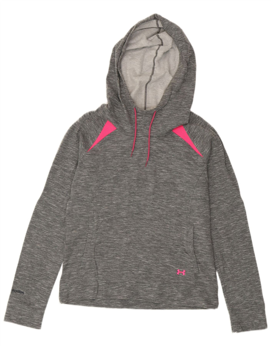 Under Armour Dame Cold Gear Hoodie Jumper UK 14 Medium Grey Colourblock