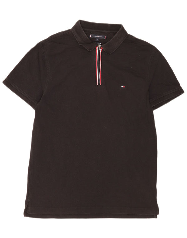 Tommy Hilfiger Mens Slim Fit Polo Shirt Medium Black Cotton