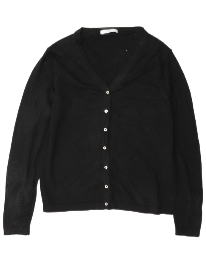 Marks & Spencer Womens Regular Fit Cardigan Sweater UK 12 Medium Black Wool