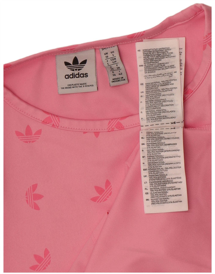 Adidas Dame Grafisk Top Langærmet UK 10 Lille Pink Polyester