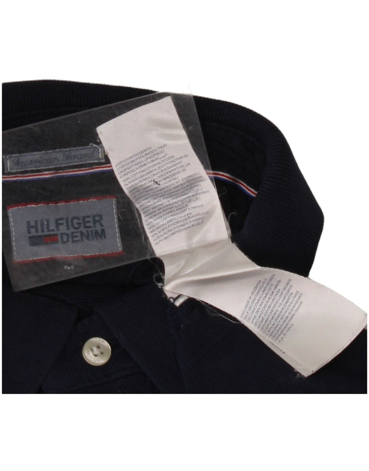 TOMMY HILFIGER Mens Graphic Polo Shirt Medium Navy Blue Cotton