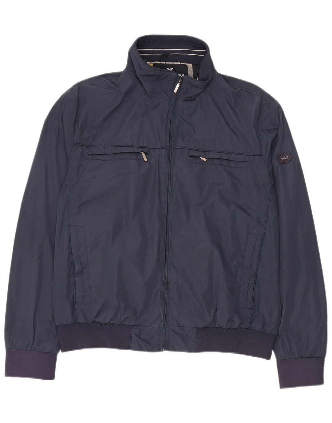 Wampum Herre Bomber Jacket UK 40 Large Navy Blue Polyester