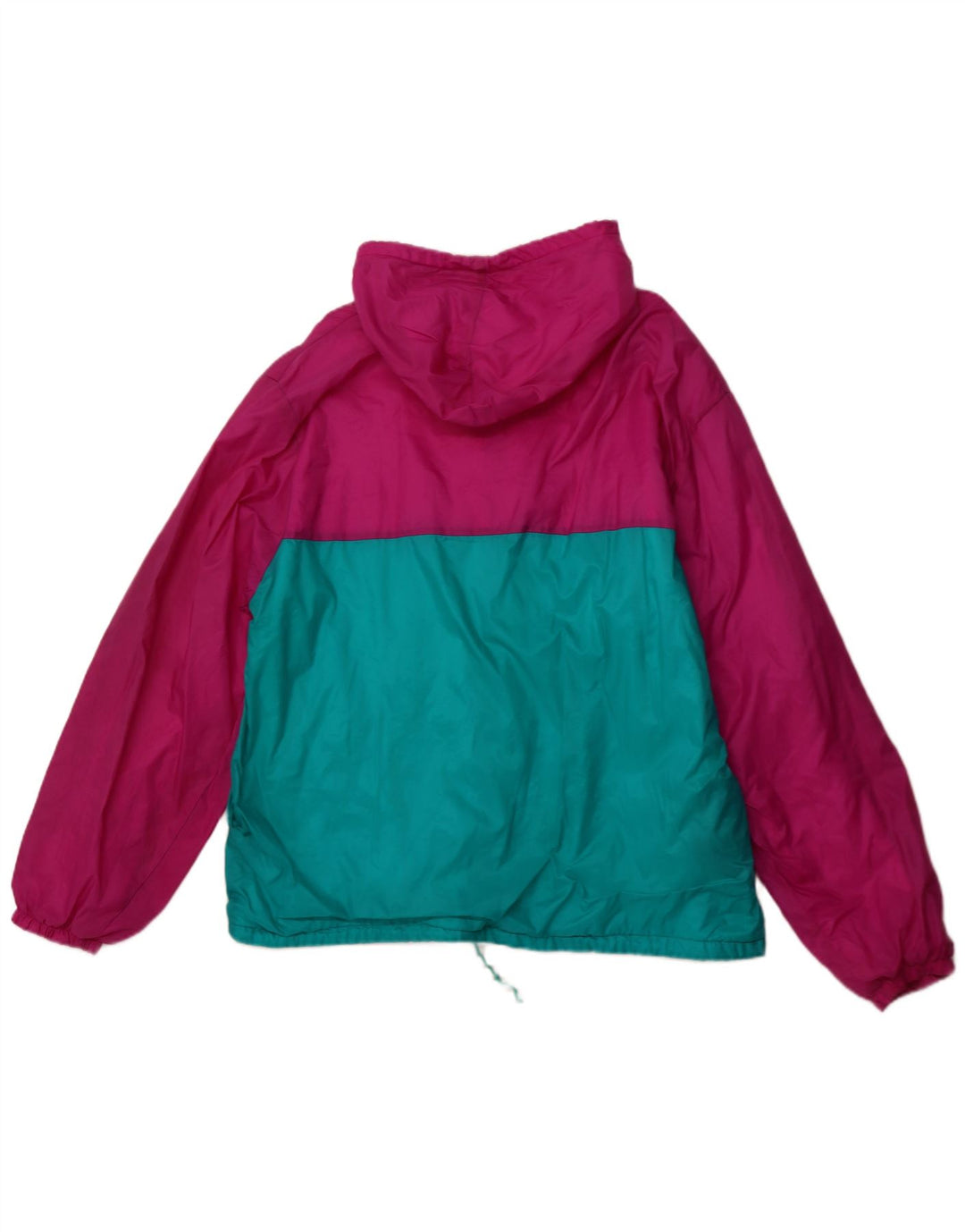 VINTAGE Regnjakke med hætte til mænd UK 42 XL Pink Colourblock Polyamid
