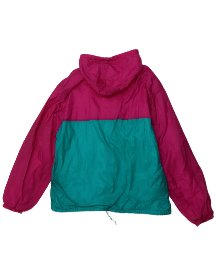VINTAGE Regnjakke med hætte til mænd UK 42 XL Pink Colourblock Polyamid