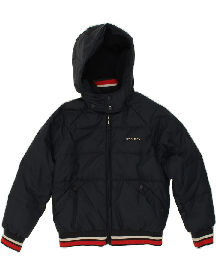 WOOLRICH Boys Hooded Padded Jacket 7-8 Years Navy Blue Nylon Vintage Woolrich and Second-Hand Woolrich from Messina Hembry 