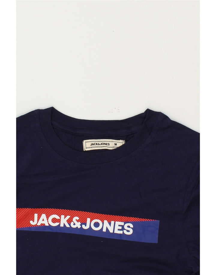 JACK & JONES Mens Graphic T-Shirt Top Medium Navy Blue Cotton Vintage Jack & Jones and Second-Hand Jack & Jones from Messina Hembry 