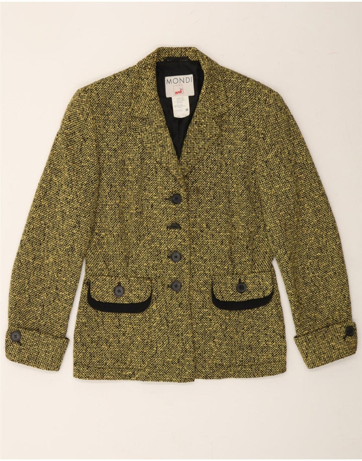 MONDI Womens 4 Button Blazer Jacket EU 38 Medium Yellow Flecked Wool Vintage Mondi and Second-Hand Mondi from Messina Hembry 