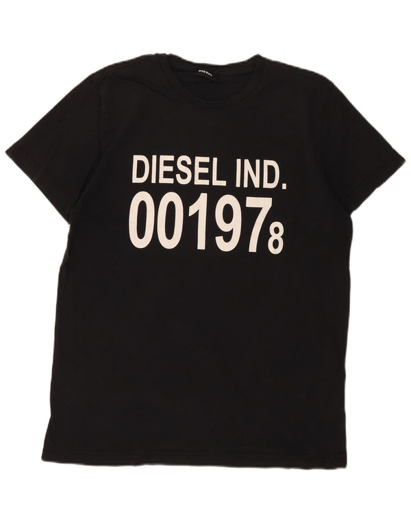 DIESEL Herre grafisk T-shirt Top Medium Sort Bomuld