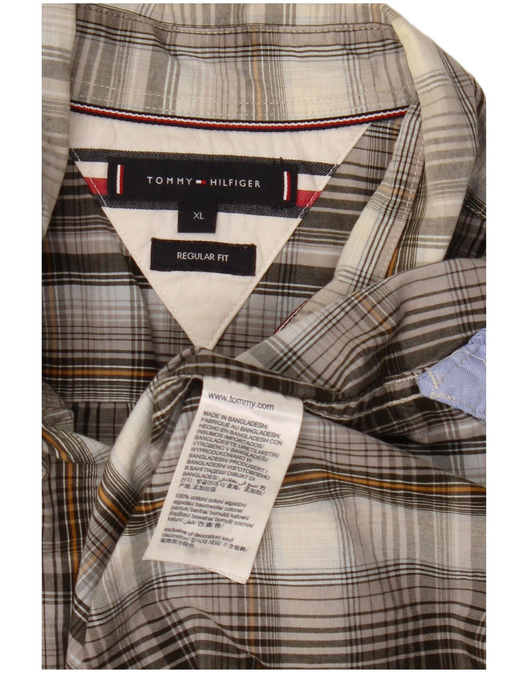 Tommy Hilfiger Herre Regular Fit skjorte XL Grå ternet bomuld