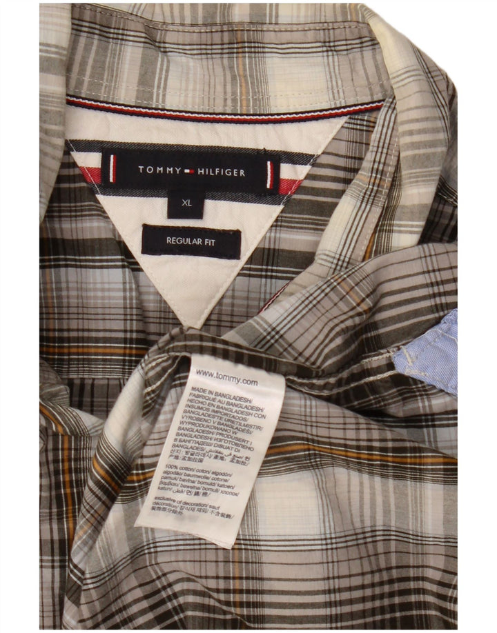 Tommy Hilfiger Herre Regular Fit skjorte XL Grå ternet bomuld