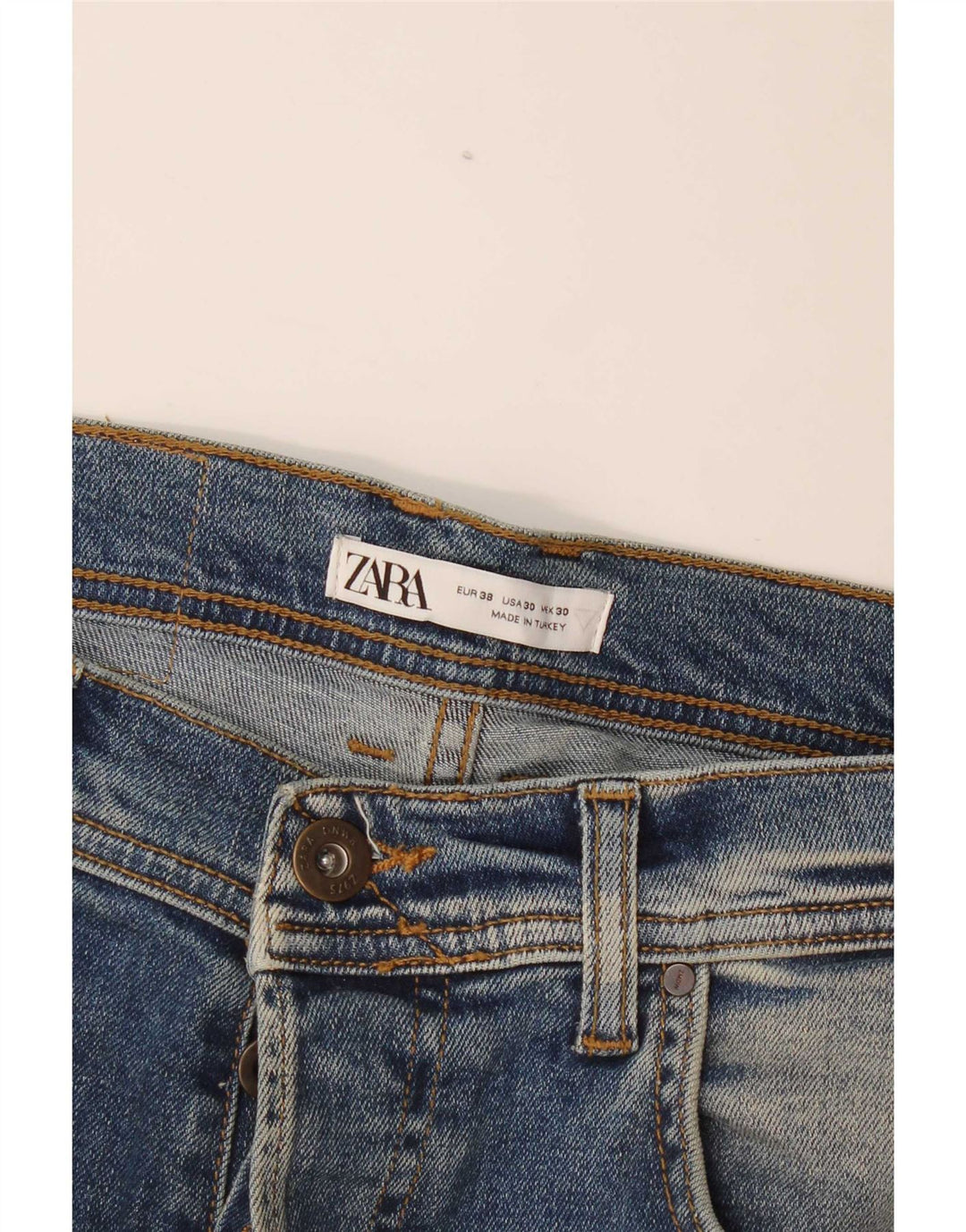 Zara Herre Distressed Slim Jeans EU 38 Small W30 L30 Blue