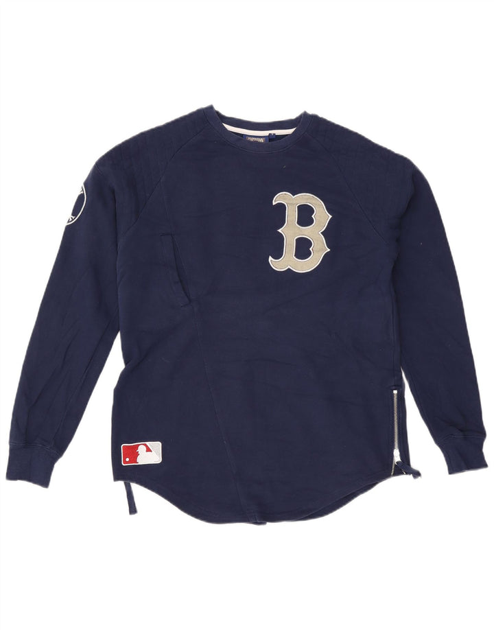 Majestic Womens Grafisk Sweatshirt Jumper UK 10 Small Navy Blue