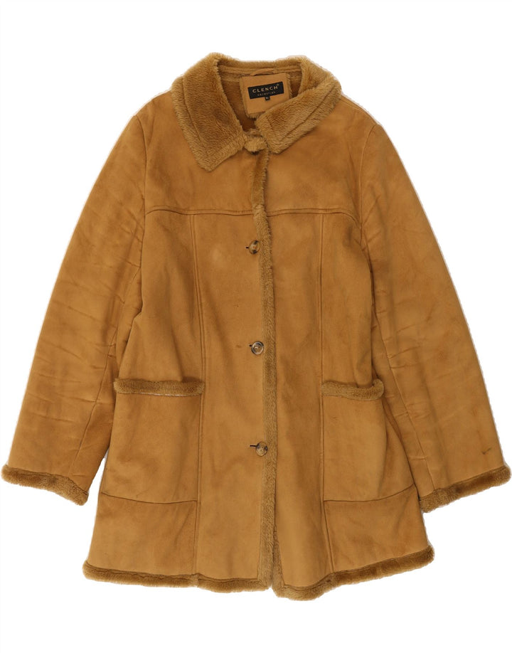 VINTAGE Womens Sherpa Overcoat UK 18 XL Brown Polyester Vintage Vintage and Second-Hand Vintage from Messina Hembry 