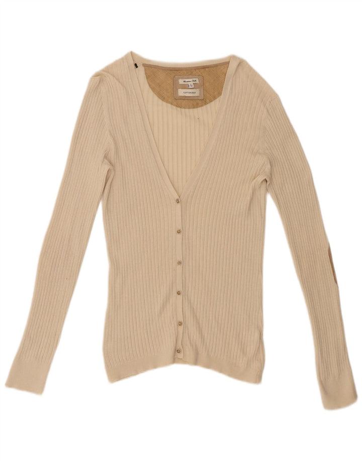 Massimo Dutti Dame Cardigan Sweater UK 16 Stor Beige Bomuld