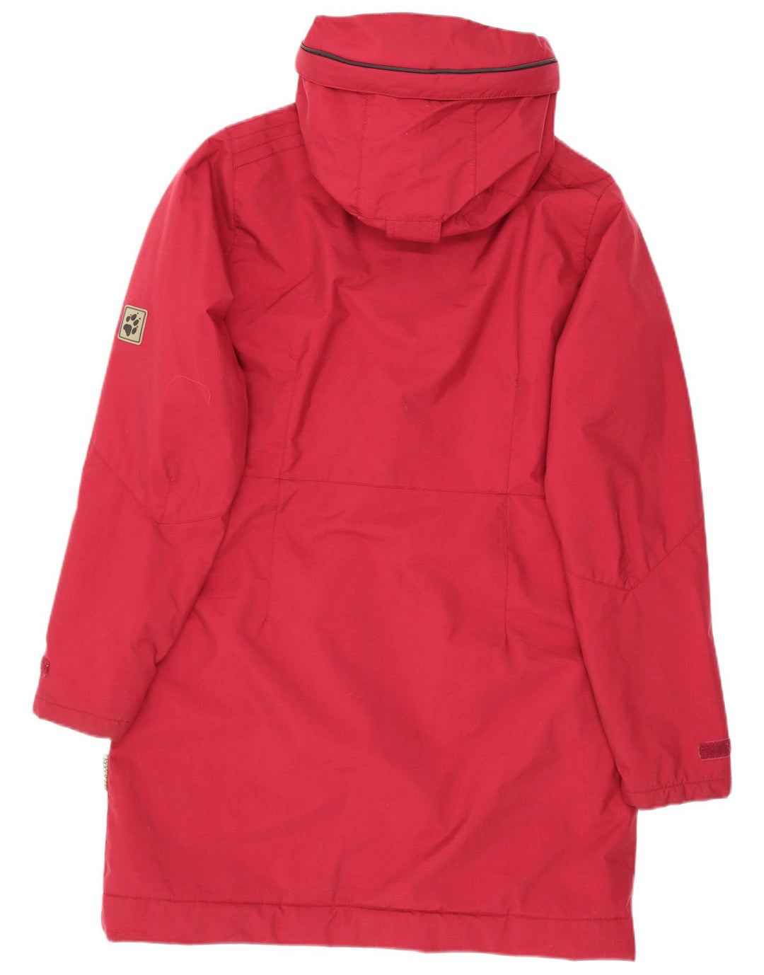Jack Wolfskin Dame Hooded Windbreaker Coat UK 10 Small Red Polyester
