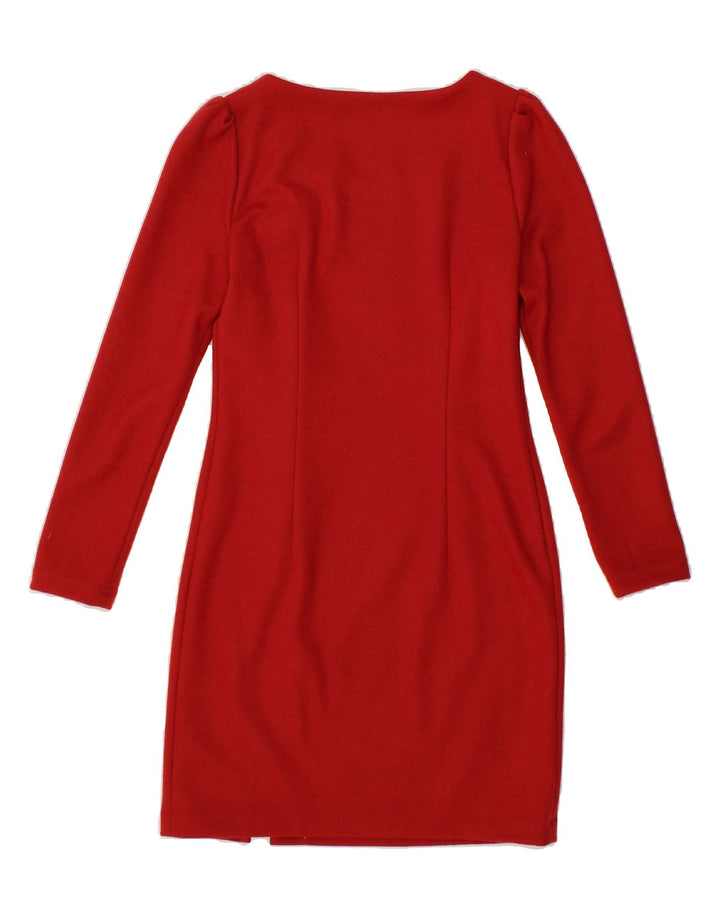 VINTAGE Womens Long Sleeve Sheath Dress UK 10 Small Red Vintage Vintage and Second-Hand Vintage from Messina Hembry 