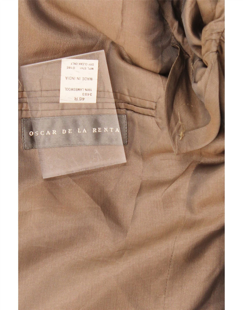 OSCAR DE LA RENTA Mens 2 Button Blazer Jacket UK 46 3XL Brown Herringbone Vintage Oscar De La Renta and Second-Hand Oscar De La Renta from Messina Hembry 