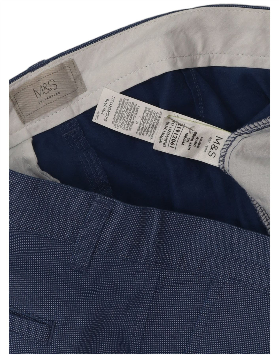 Marks & Spencer Herre Chino Shorts W34 Large Blue Cotton