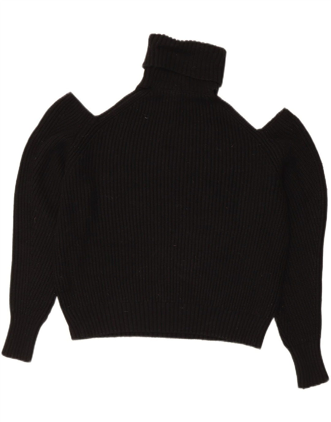 Zara Womens Crop Oversized Roll Neck Jumper Sweater UK 10 Small Black