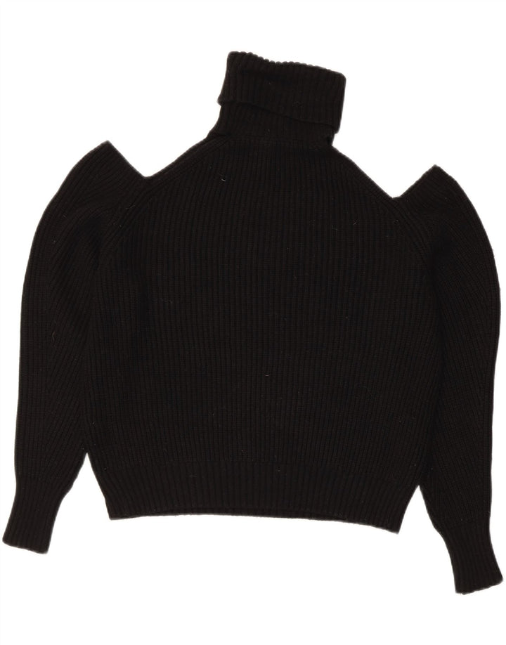 Zara Womens Crop Oversized Roll Neck Jumper Sweater UK 10 Small Black
