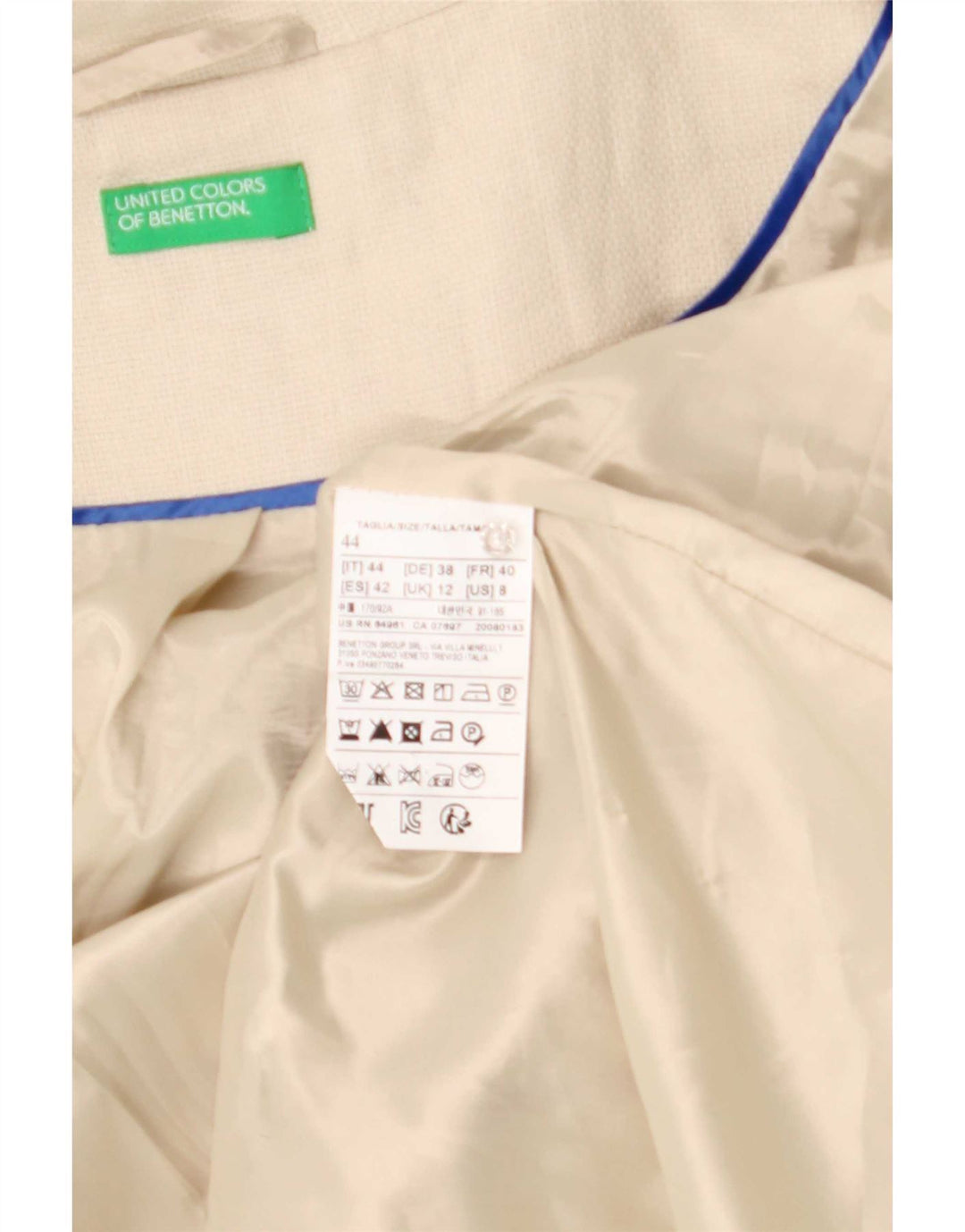 Benetton Dame Overfrakke UK 12 Medium Beige Linned