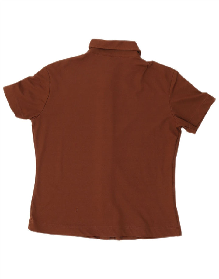 Benetton Dame Kortærmet Bluse UK 14 Medium Brun Polyester