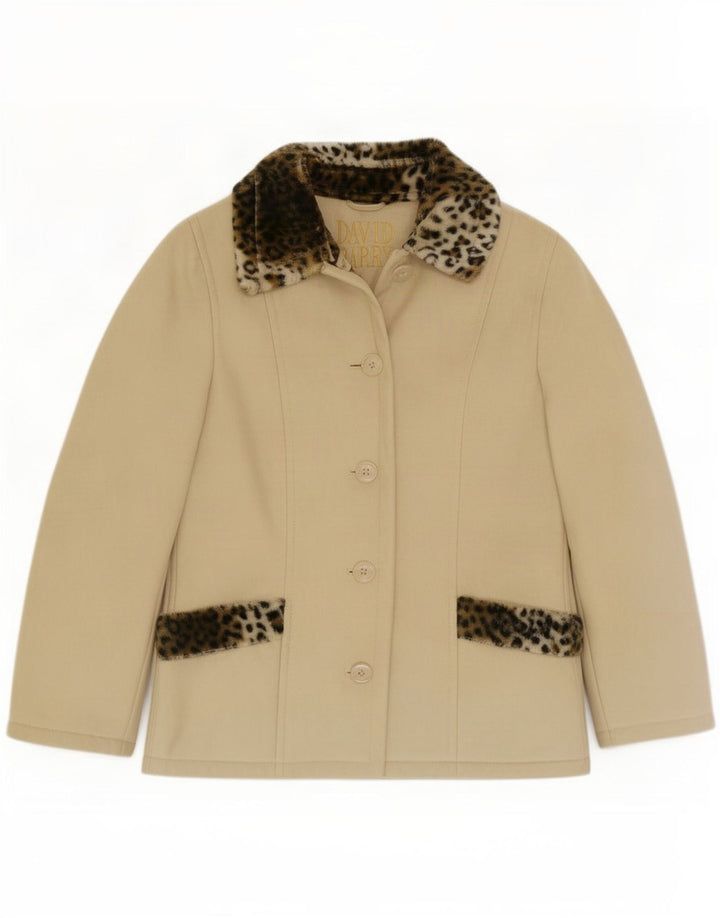 David Barry Dame 4-knaps Blazer Jacket UK 12 Medium Beige Animal Print