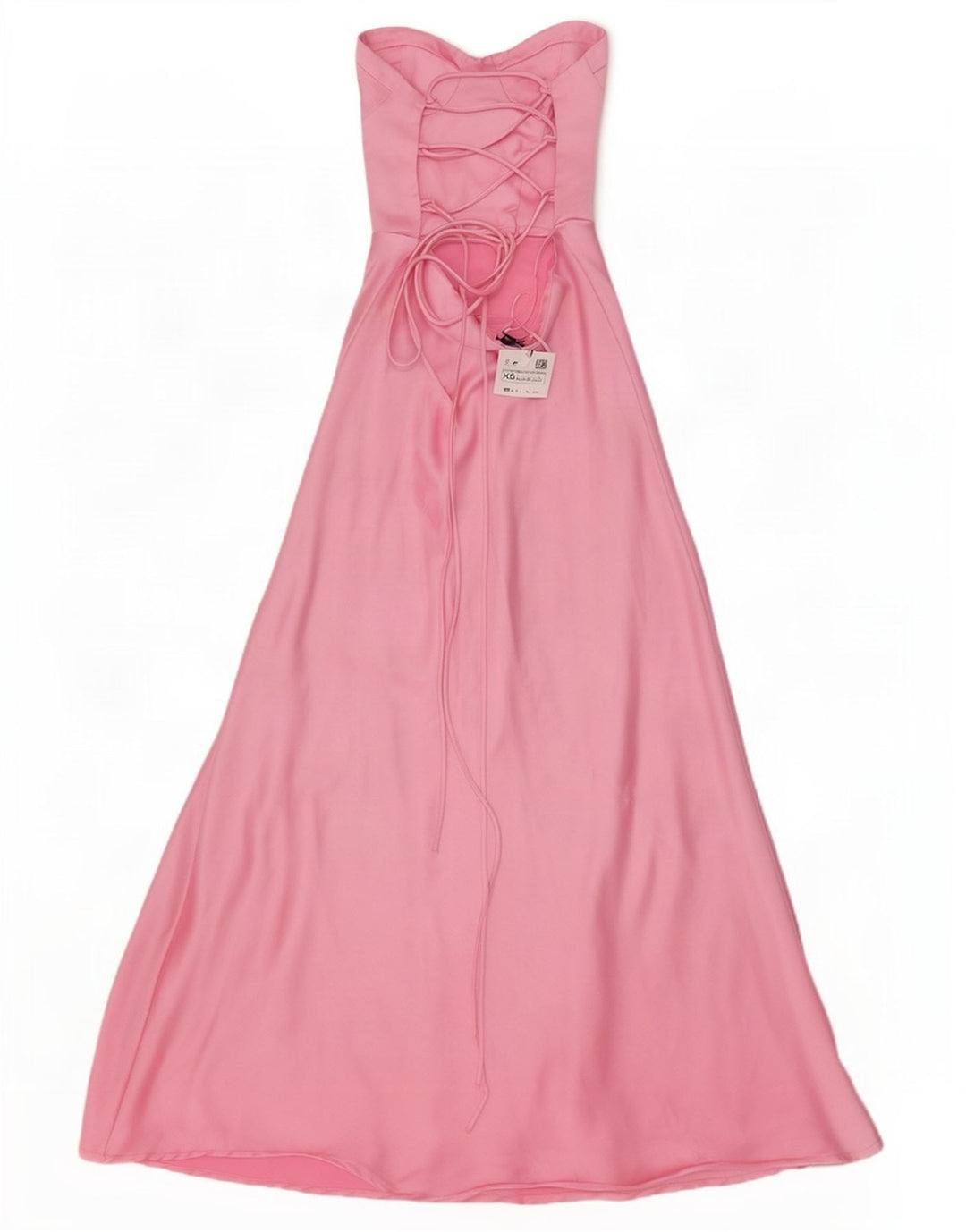 Zara Dame Maxi Stropløs Kjole UK 4 XS Pink