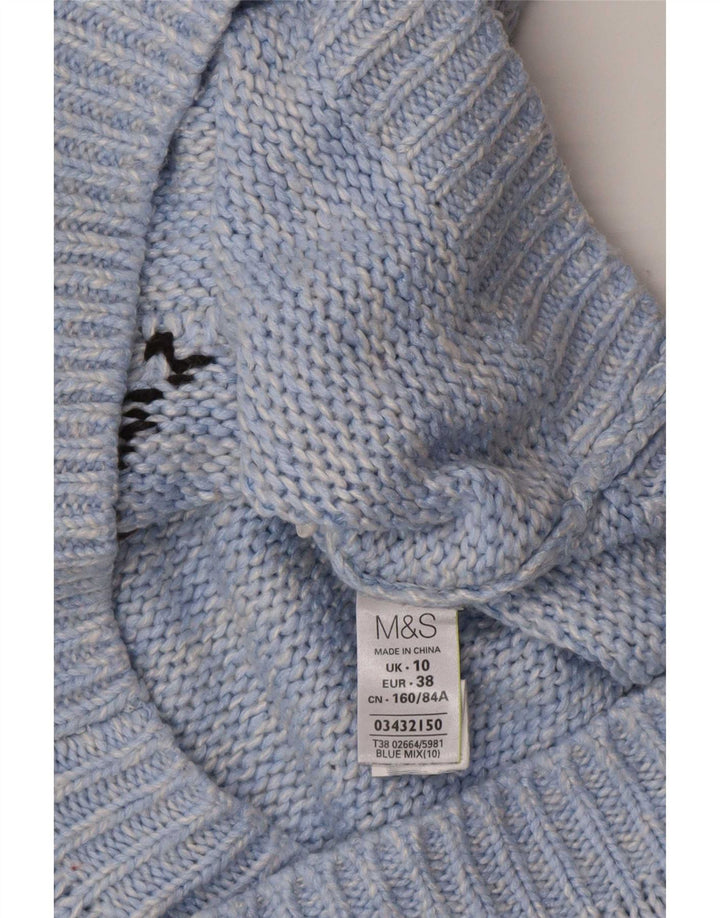 Marks & Spencer Dame Grafisk Boat Neck Jumper Sweater UK 10 Small Blue