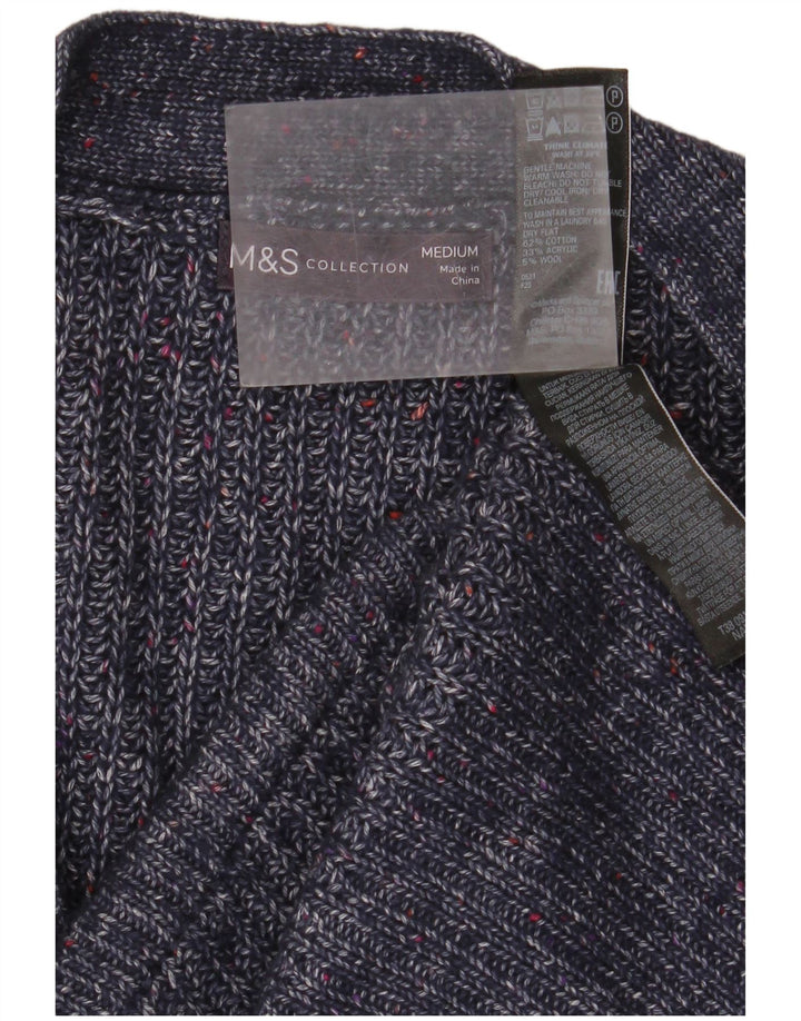 Marks & Spencer Dame Cardigan Sweater UK 14 Medium Navy Blue Flecked