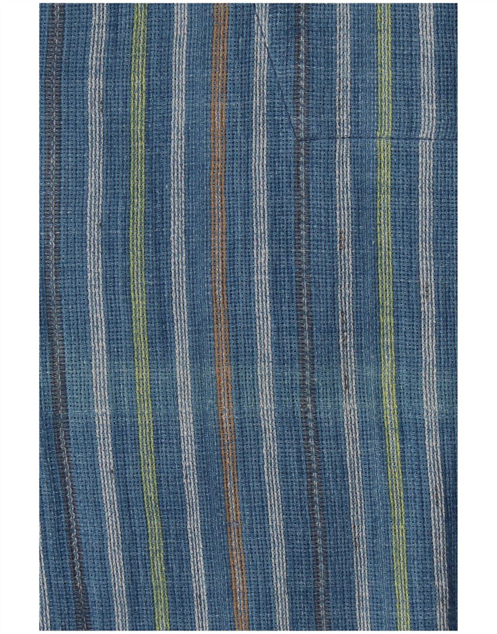 VINTAGE Herre Loose Fit Kortærmet Pullover Shirt Medium Blå Stribet