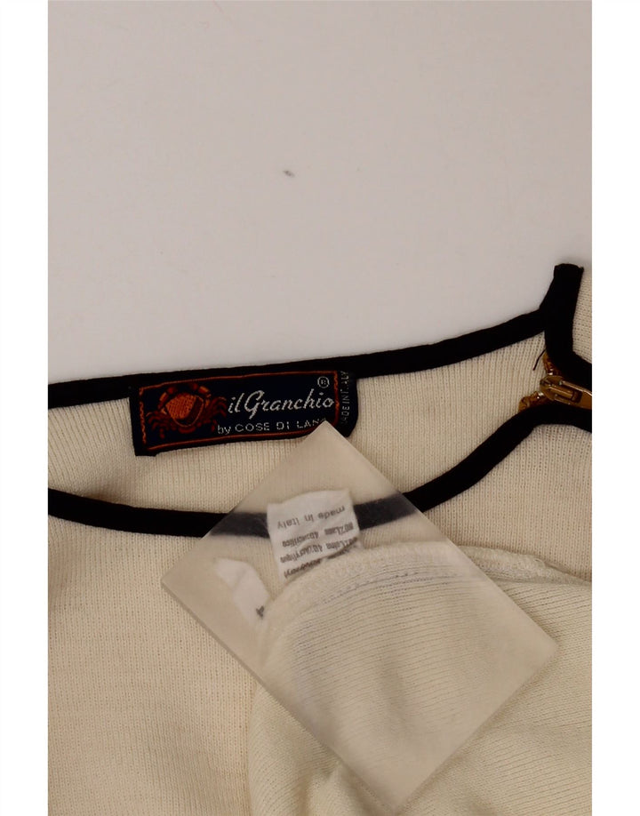 Il Granchio Herre Crew Neck Jumper Sweater Medium Off White Uld