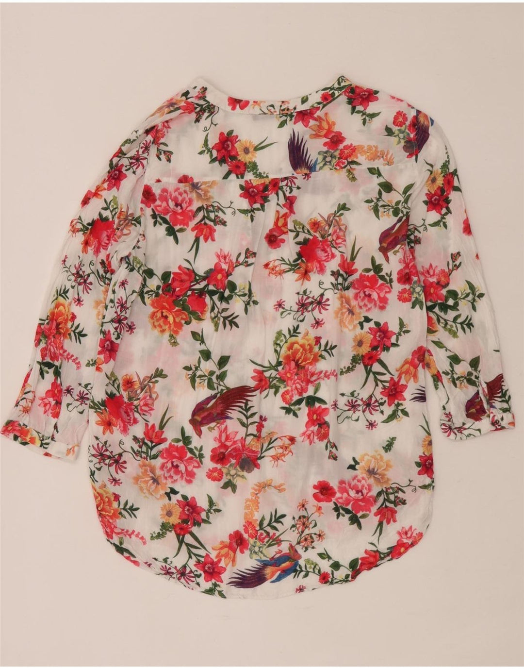 Zara Dame 3/4 ærmet bluse Top UK 12 Medium Multicolored Floral